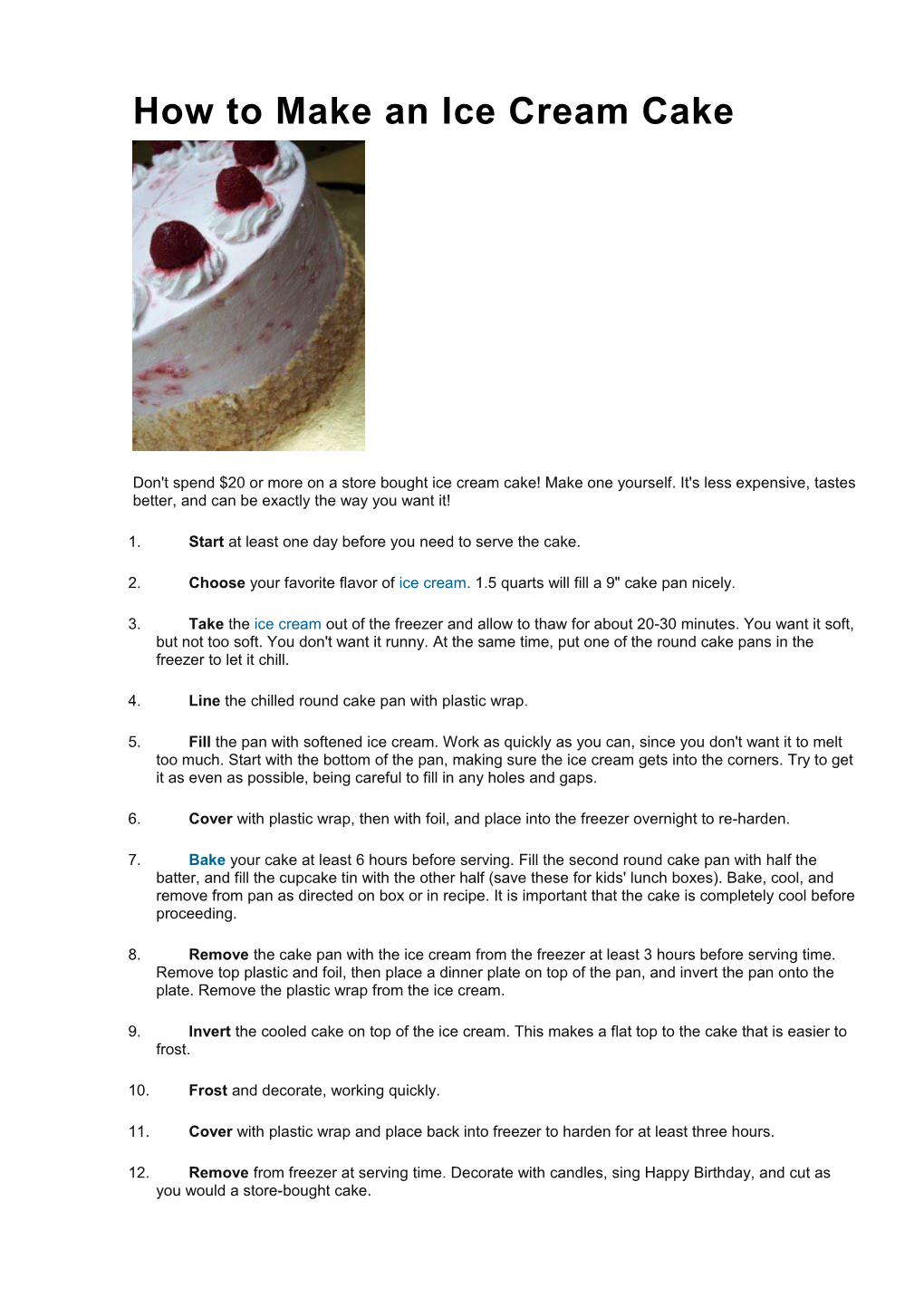 How to Make an Ice Cream Cake