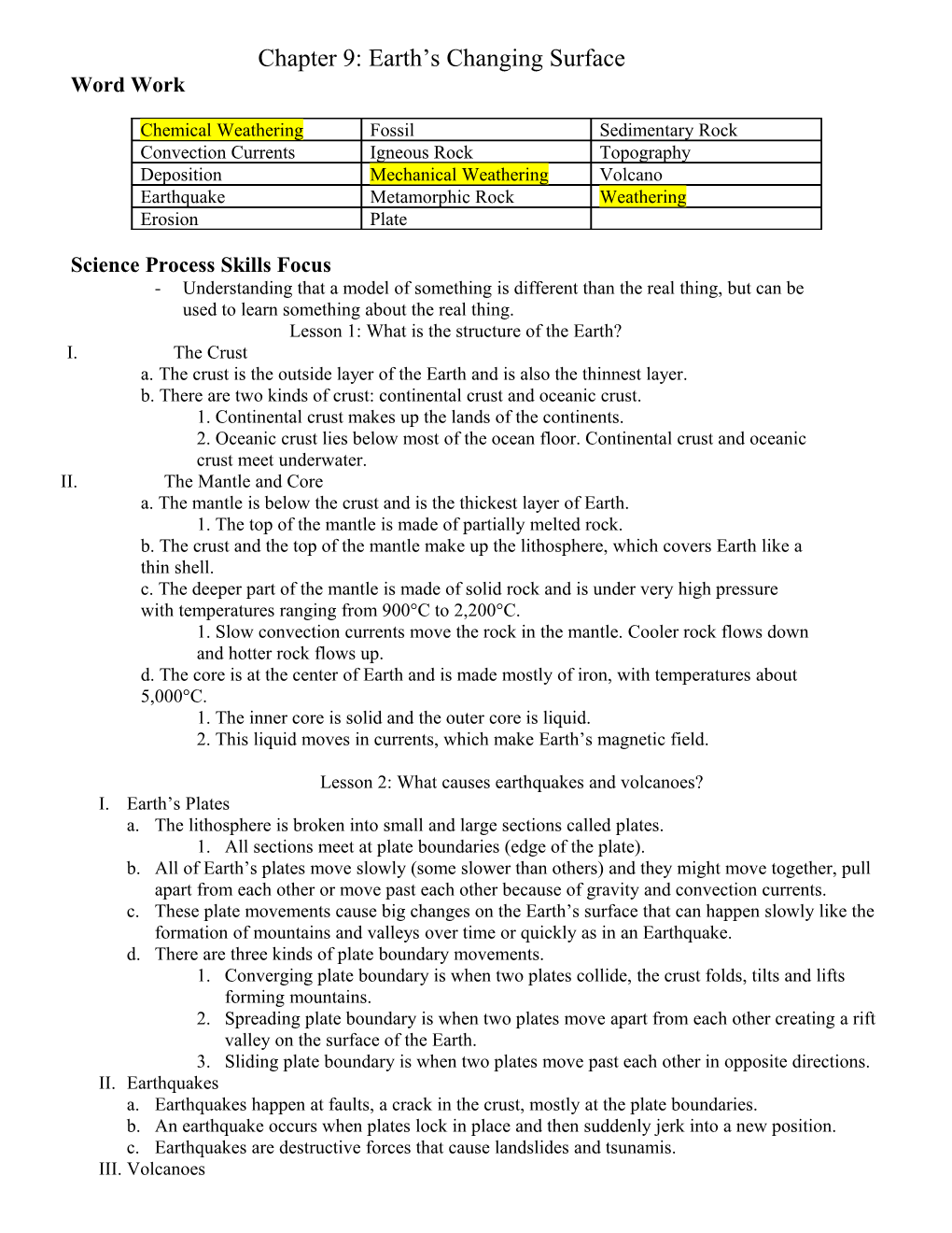 Chapter 9: Earth S Changing Surface