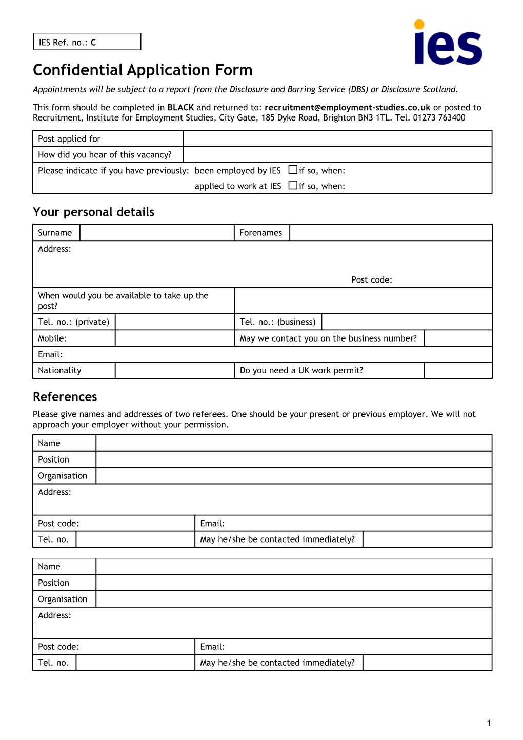 IES Job Application Form