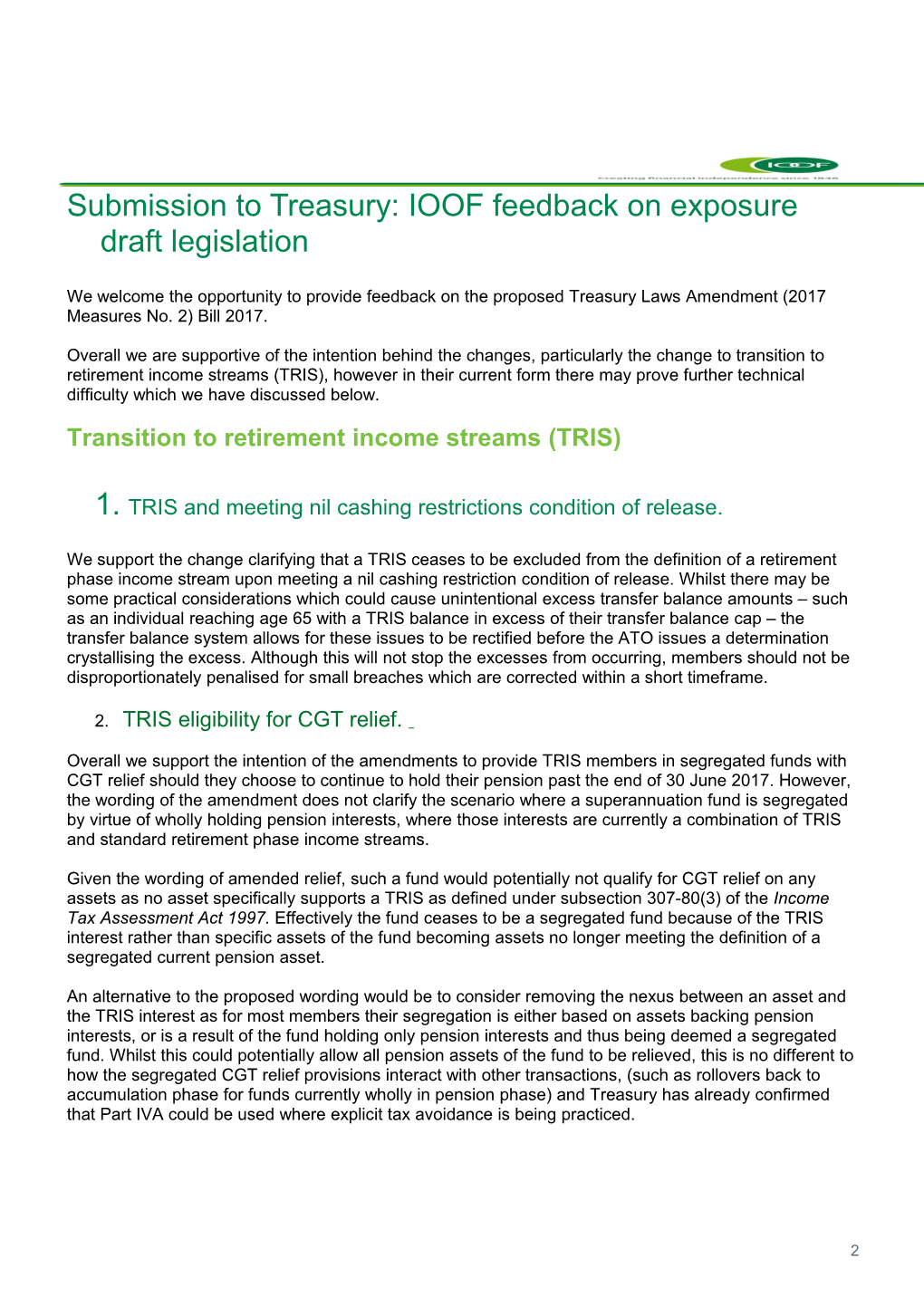 Superannuation Reform Package - Exposure Draft Minor and Technical Amendments Bill