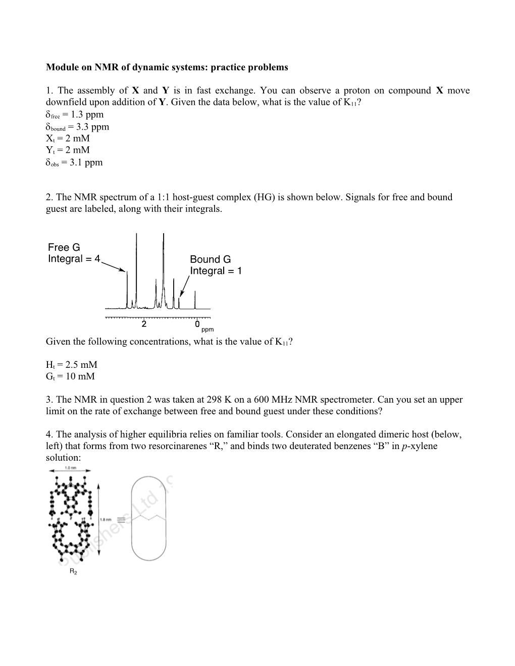 Module on NMR of Dynamic Systems: Practice Problems