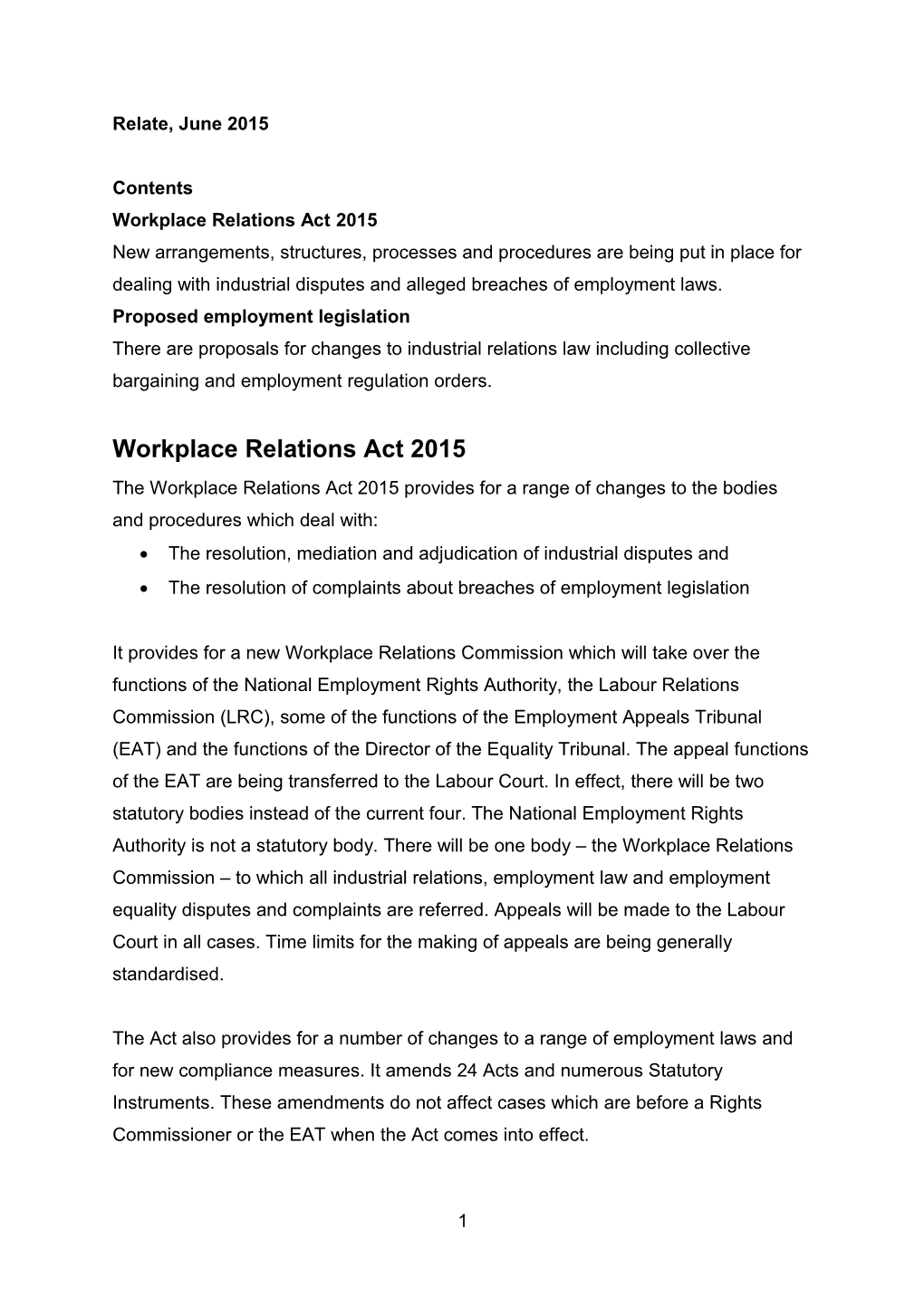Workplace Relations Act 2015