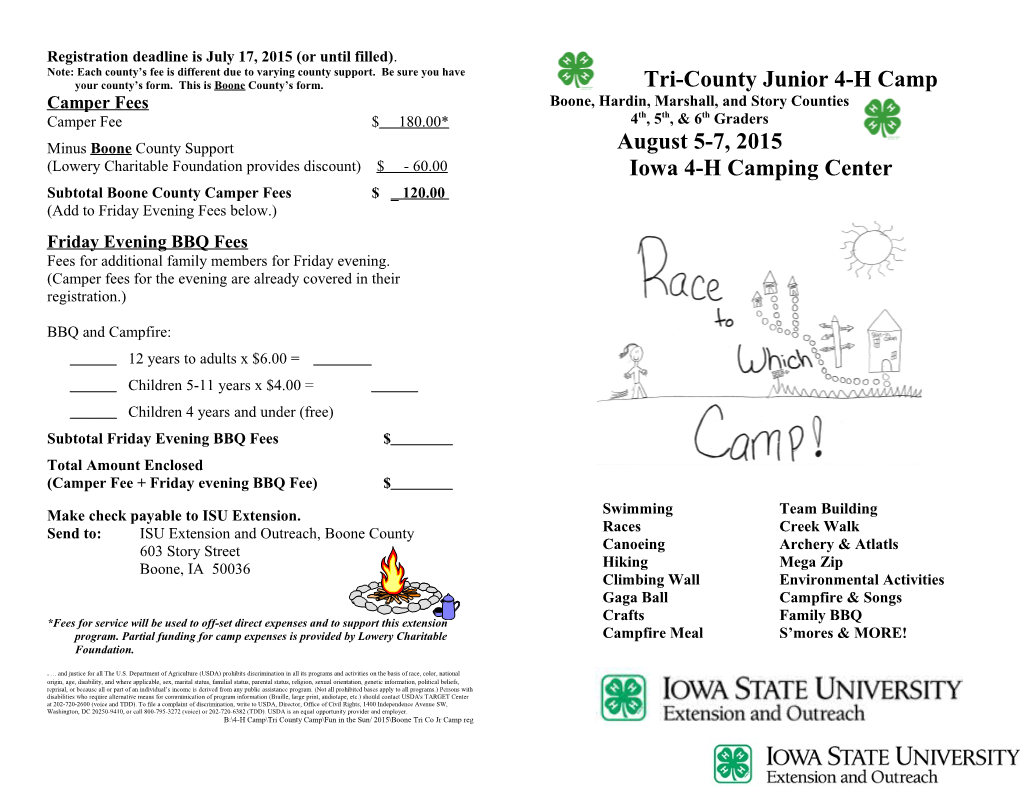 Subtotal Boone County Camper Fees $ 120.00