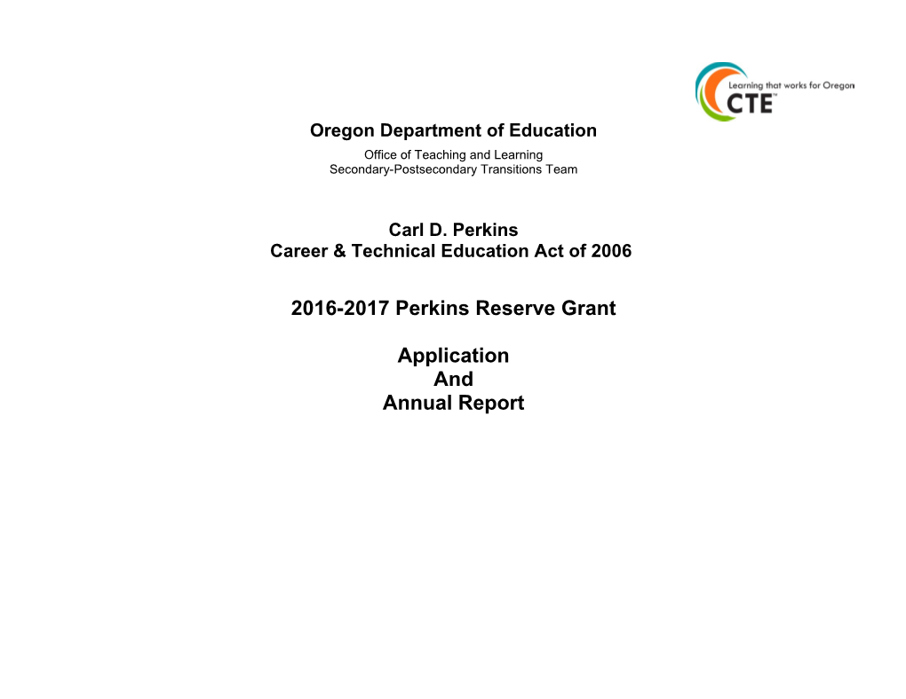 2016-17 Perkins Reserve Grant Application