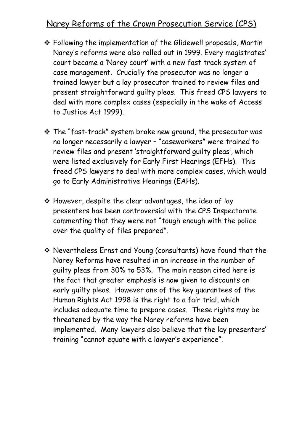 Narey Reforms of the Crown Prosecution Service (CPS)
