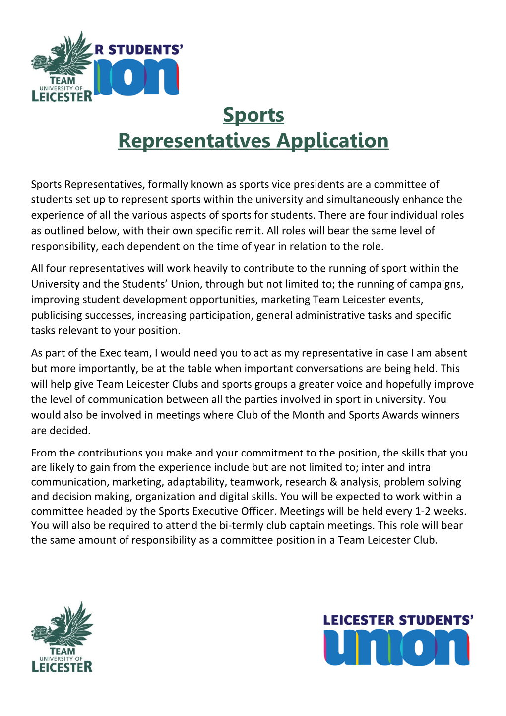 Sports Representativesapplication