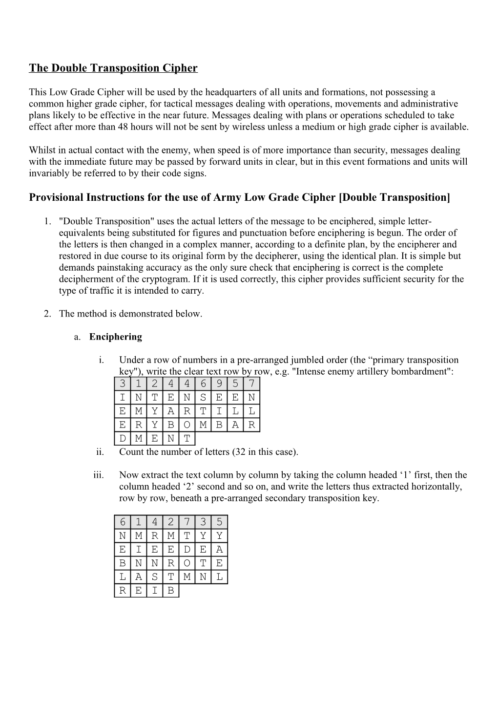 The Double Transposition Cipher