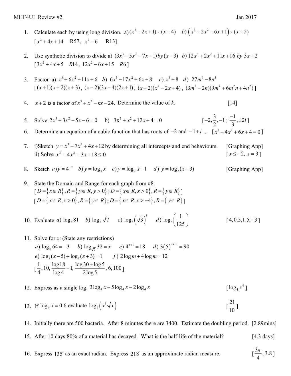 1.Calculate Each by Using Long Division. A)