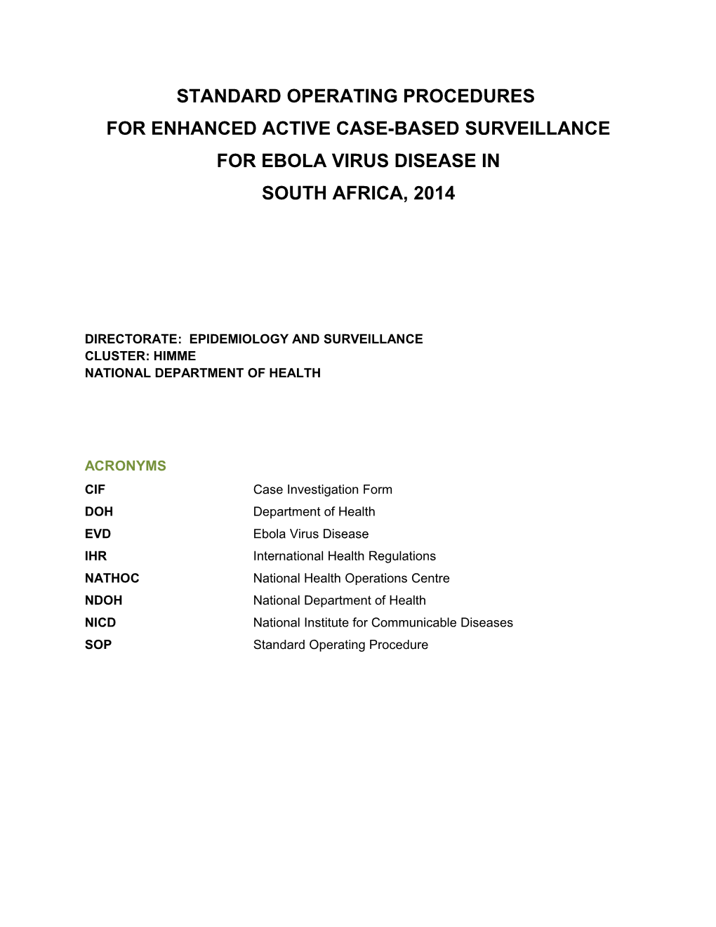 Suggested Standard Operating Procedures for Use of This Form