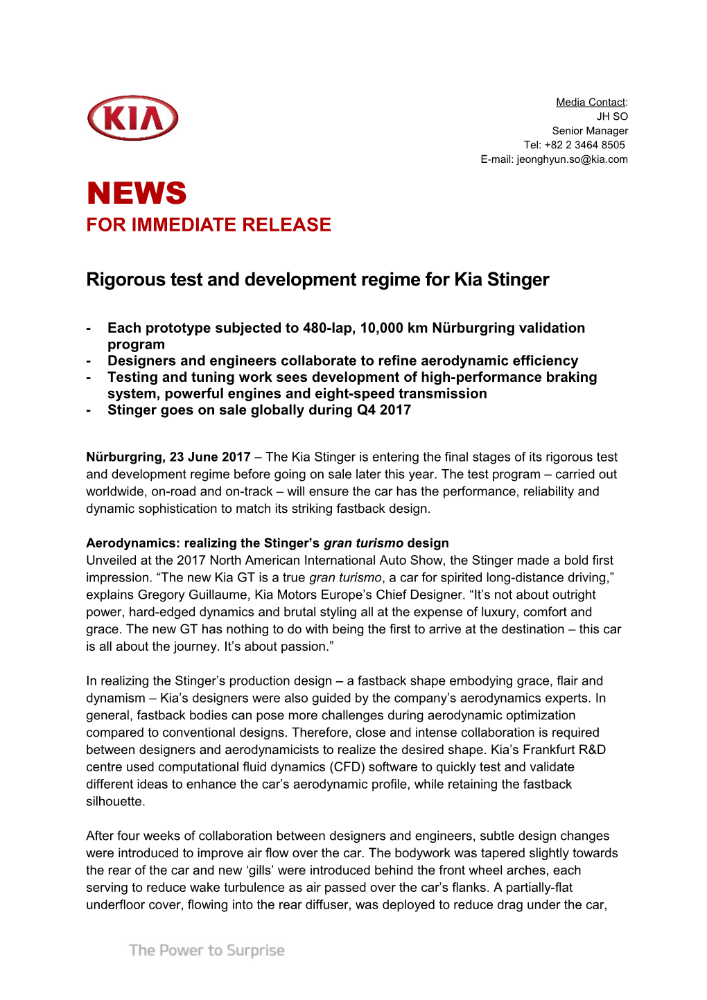 Rigorous Test and Development Regime for Kia Stinger