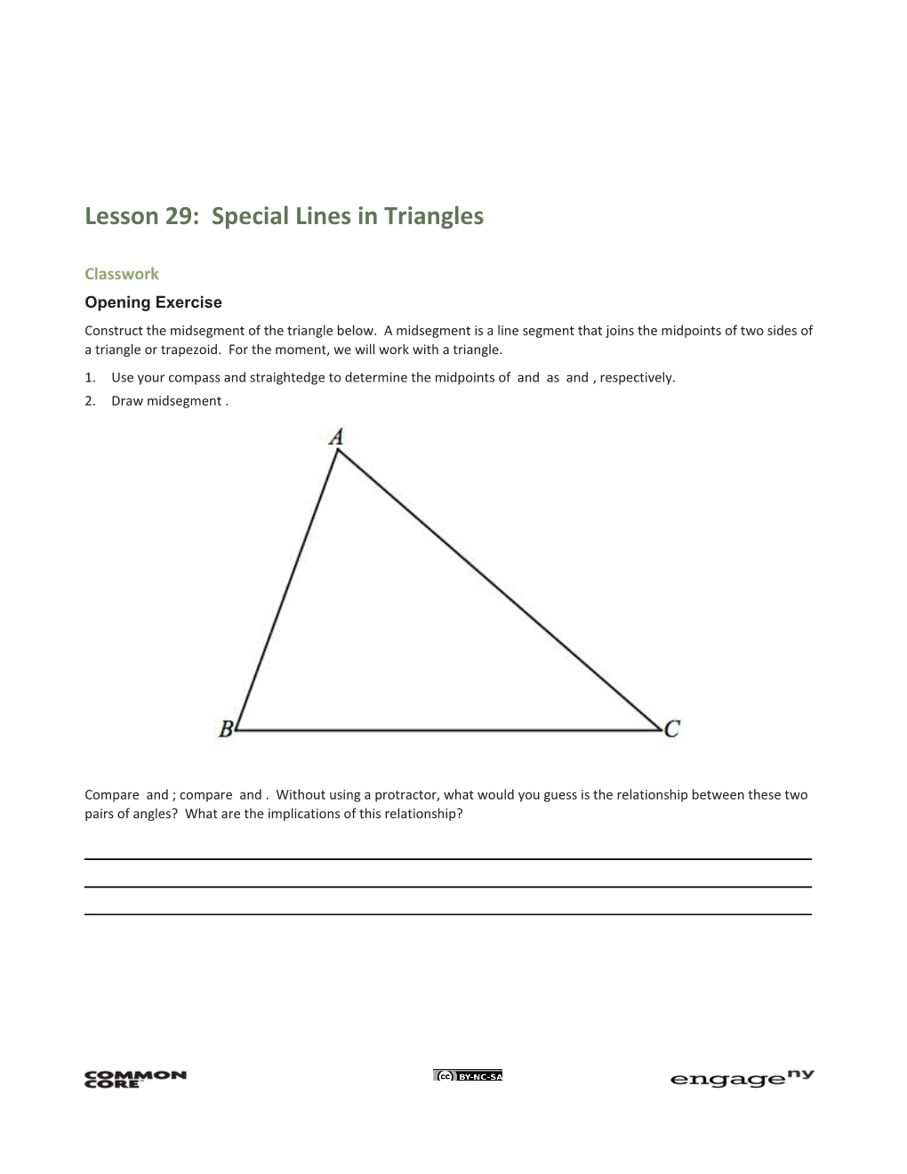 Lesson 29: Special Lines in Triangles