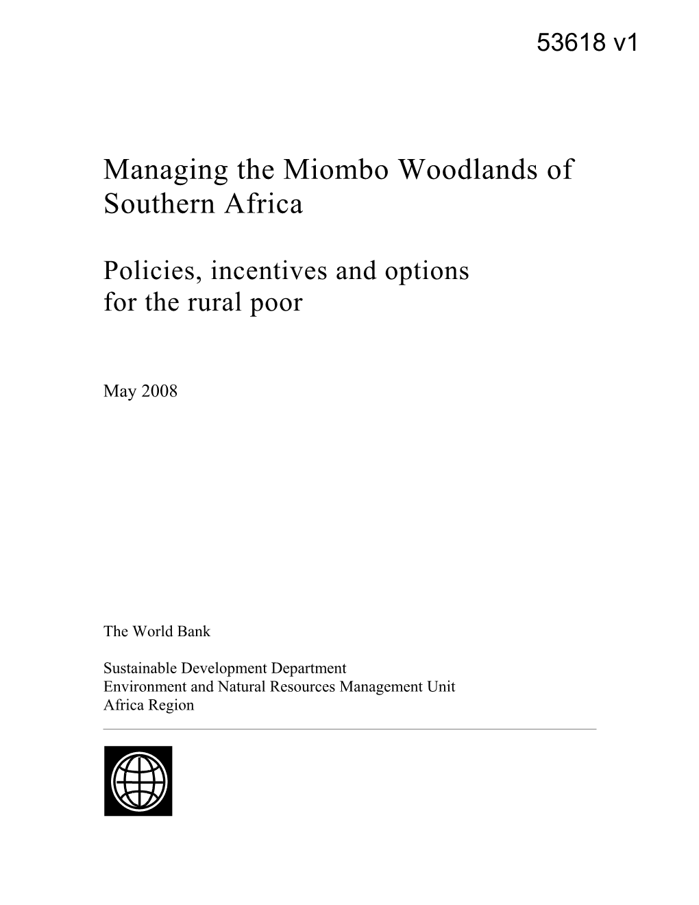 Managing the Miombo Woodlands of Southern Africa
