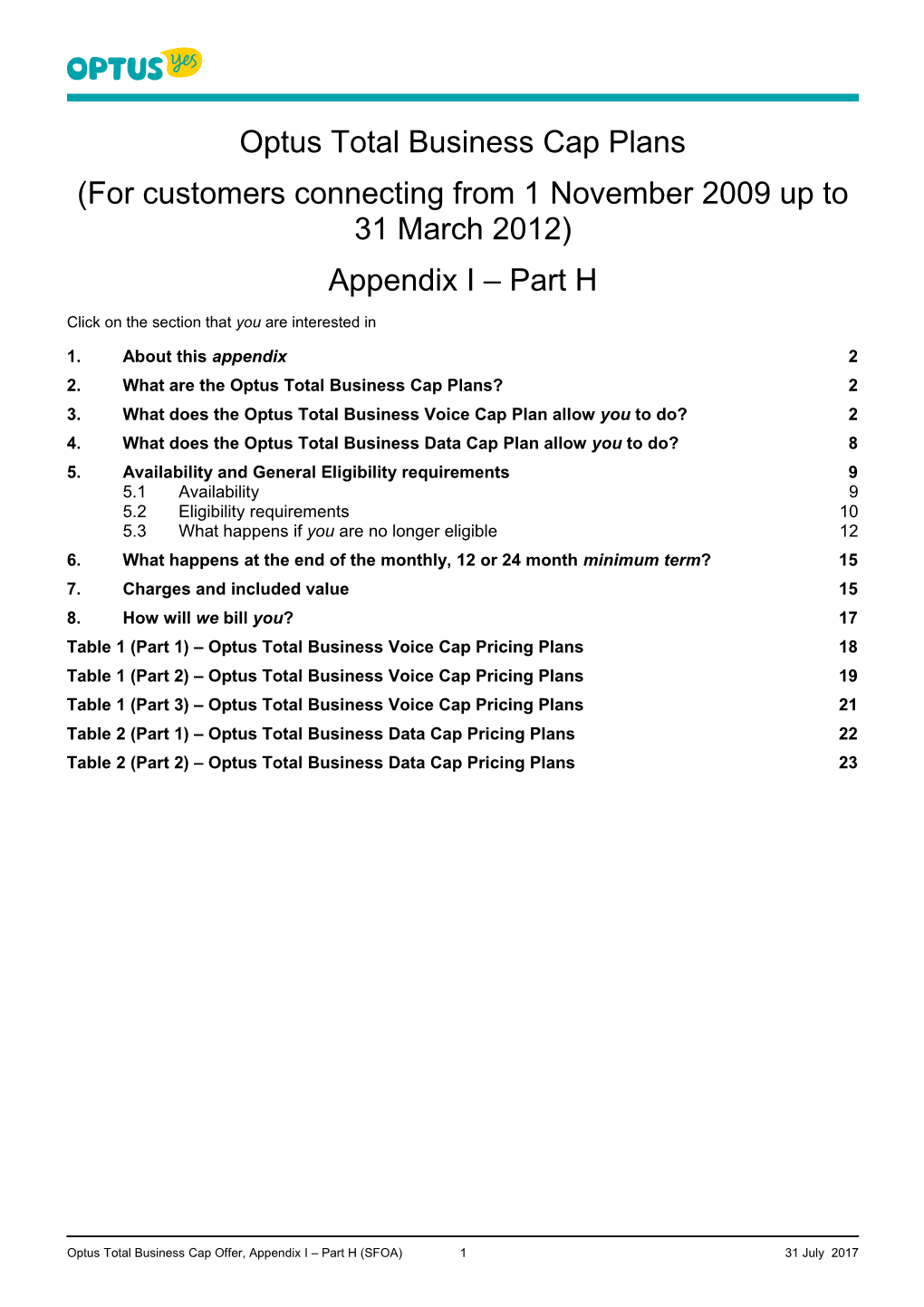 Optus Total Business Cap Plans