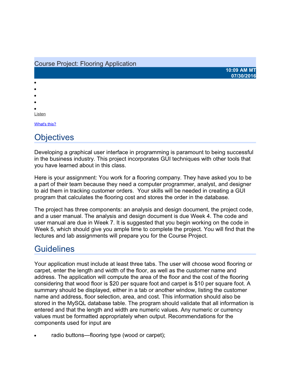 Course Project: Flooring Application