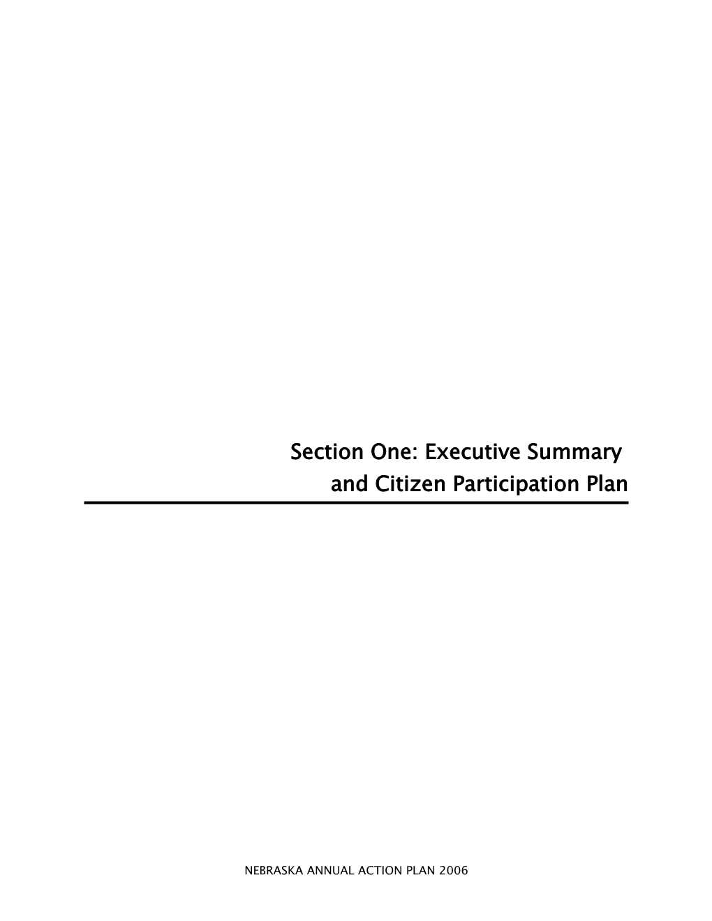 2006 Annual Action Plan Executive Summary