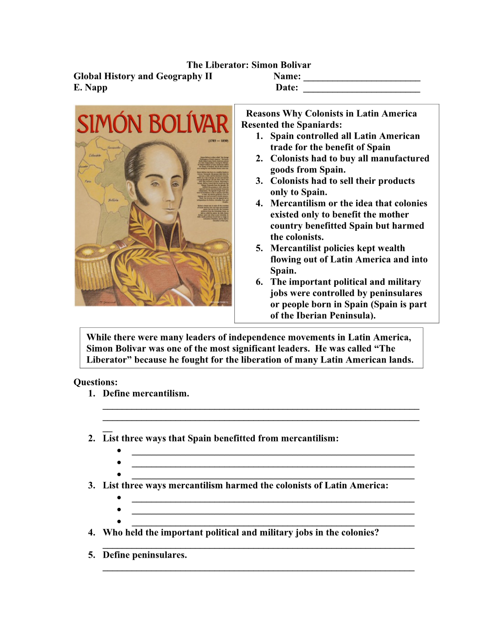 The Liberator: Simon Bolivar