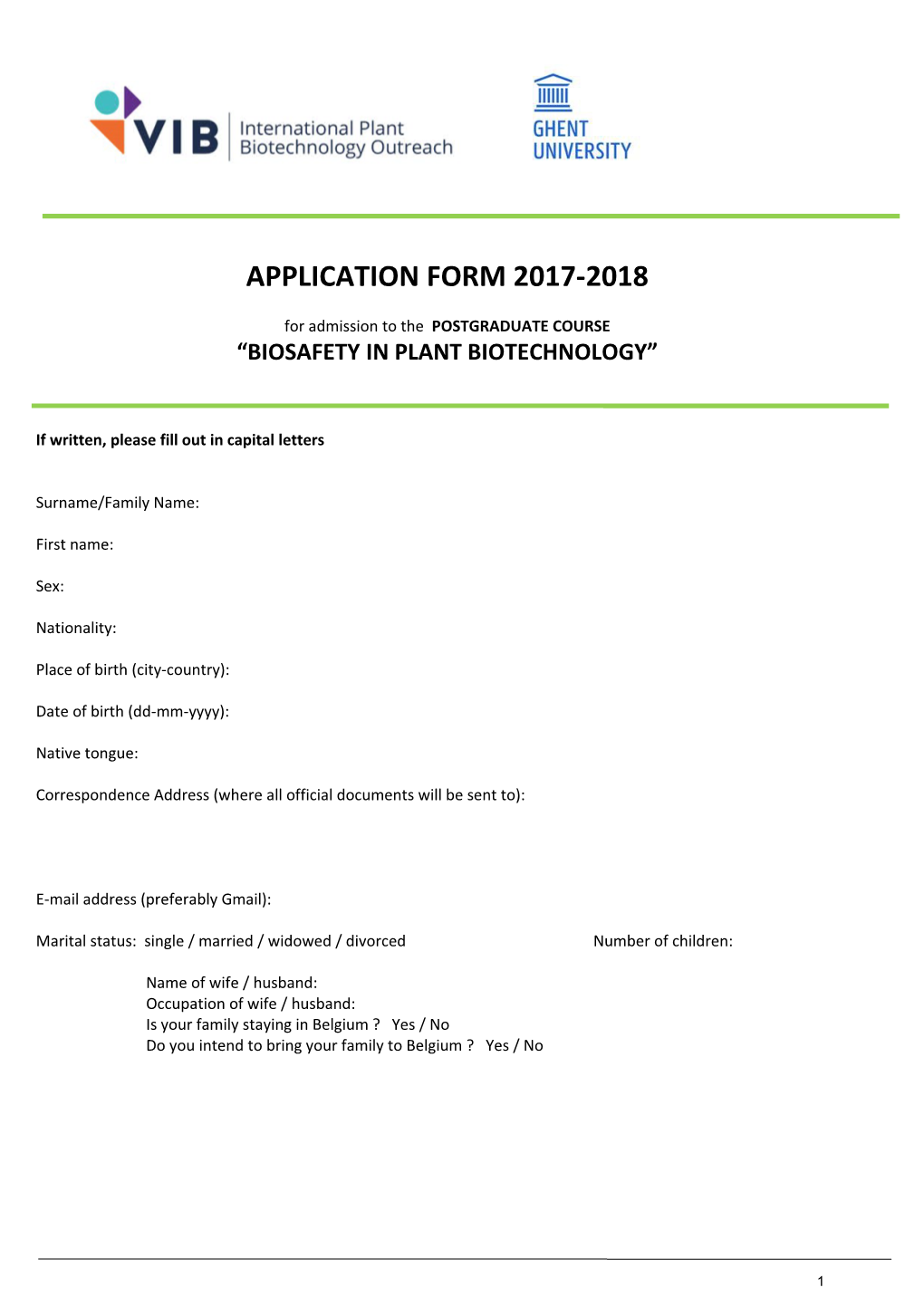 Application Form 2017-2018