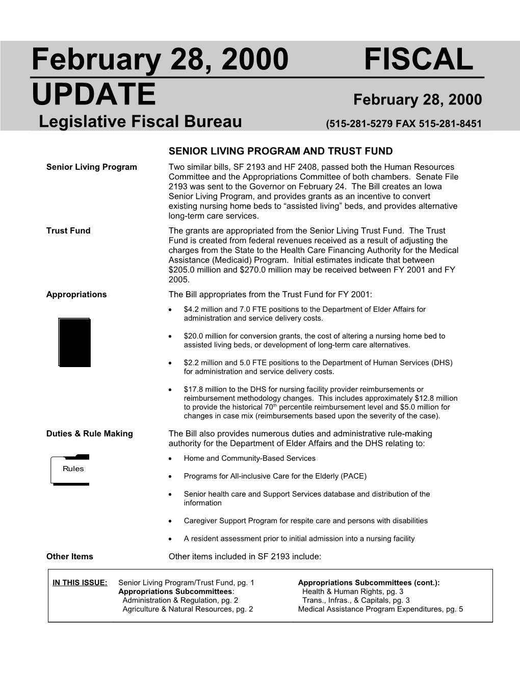 Legislative Fiscal Bureau(515-281-5279 FAX 515-281-8451