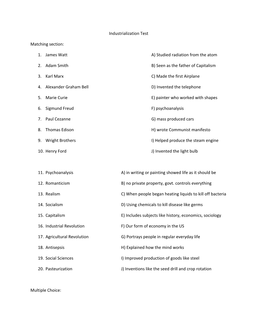 Industrialization Test