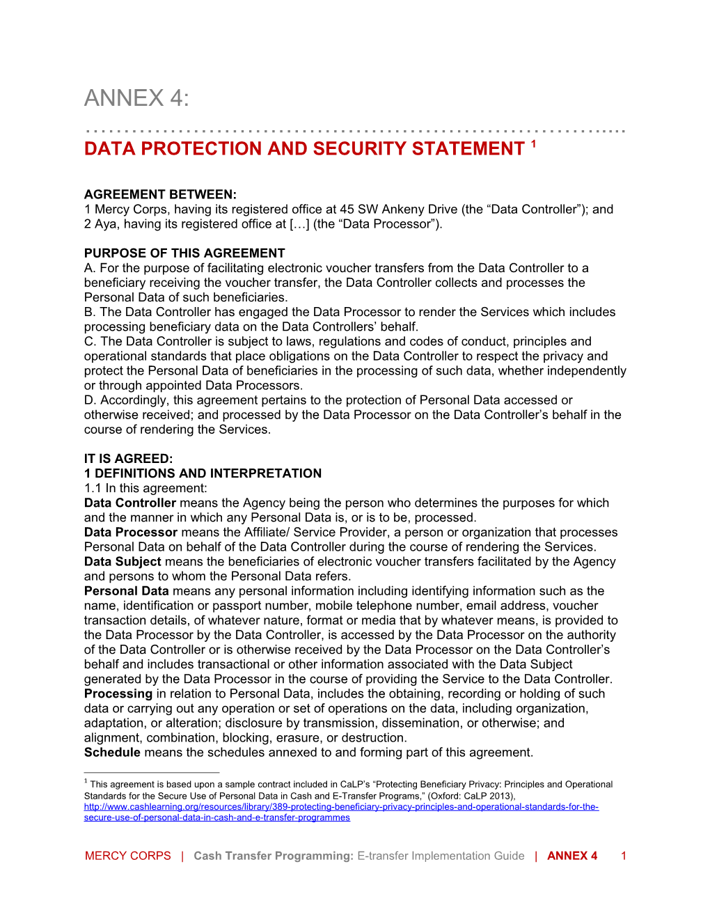 Data Protection and Security Statement 1