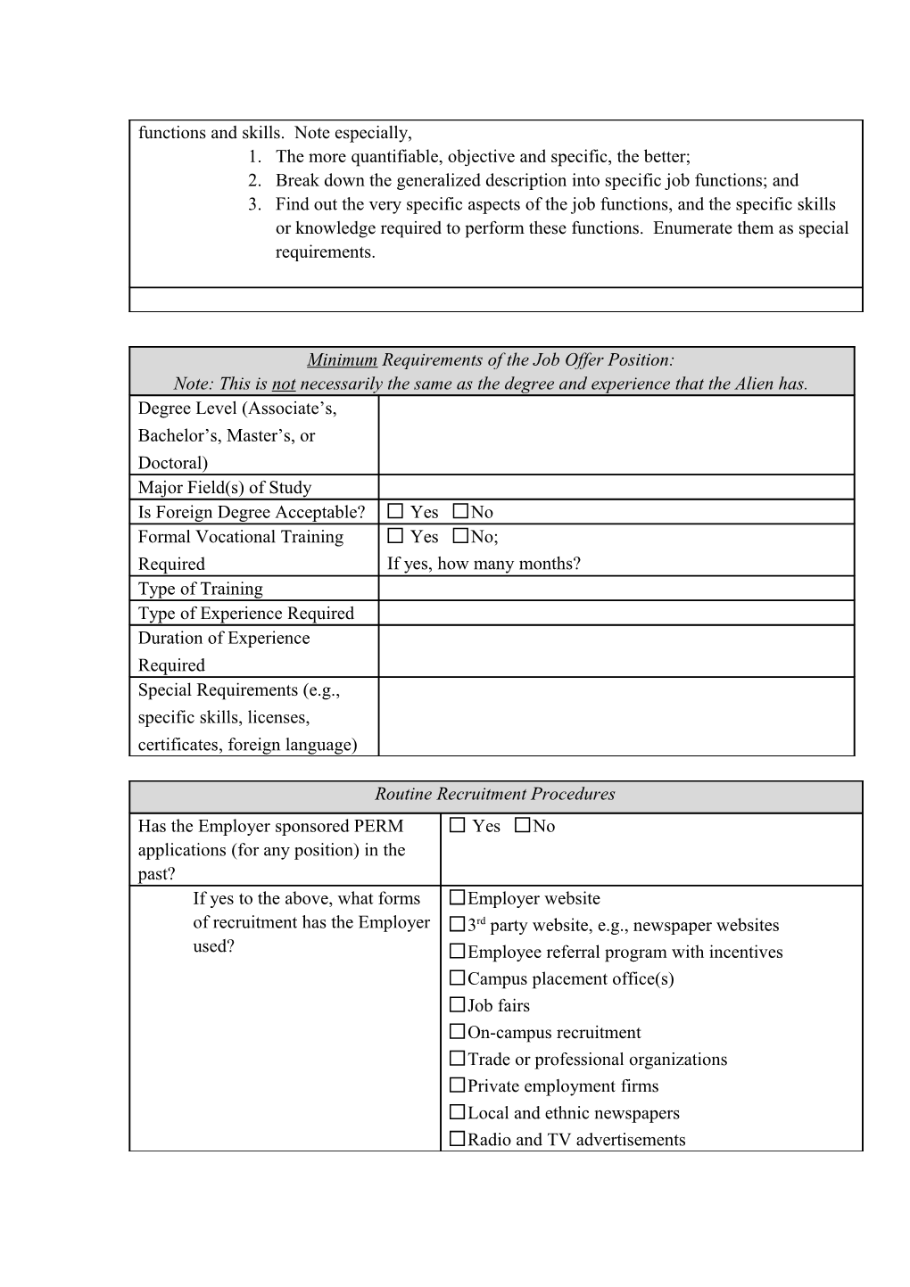 PERM Labor Certification Info Sheet