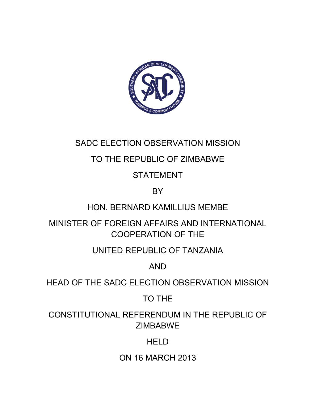 Sadc Election Observation Mission