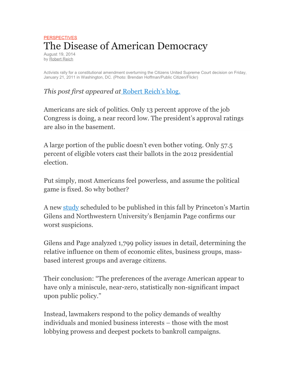 The Disease of American Democracy