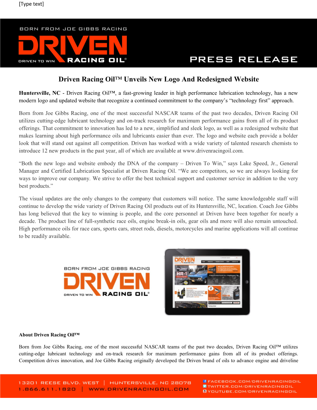 Driven Racing Oil Unveils New Logo and Redesigned Website