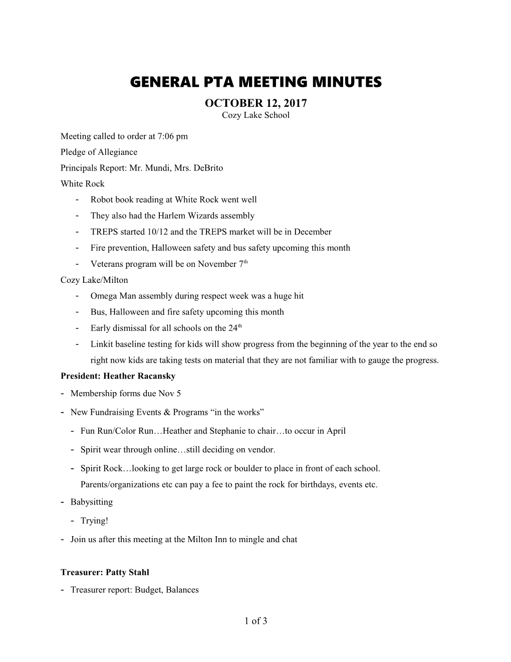 General Pta Meetingminutes