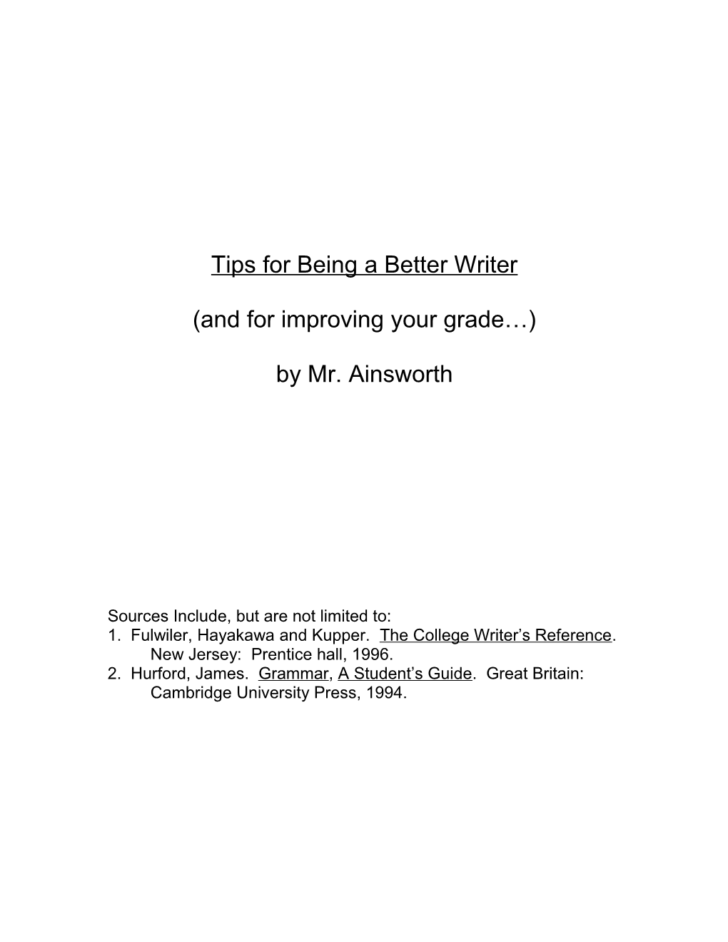 Tips for Being a Better Writer