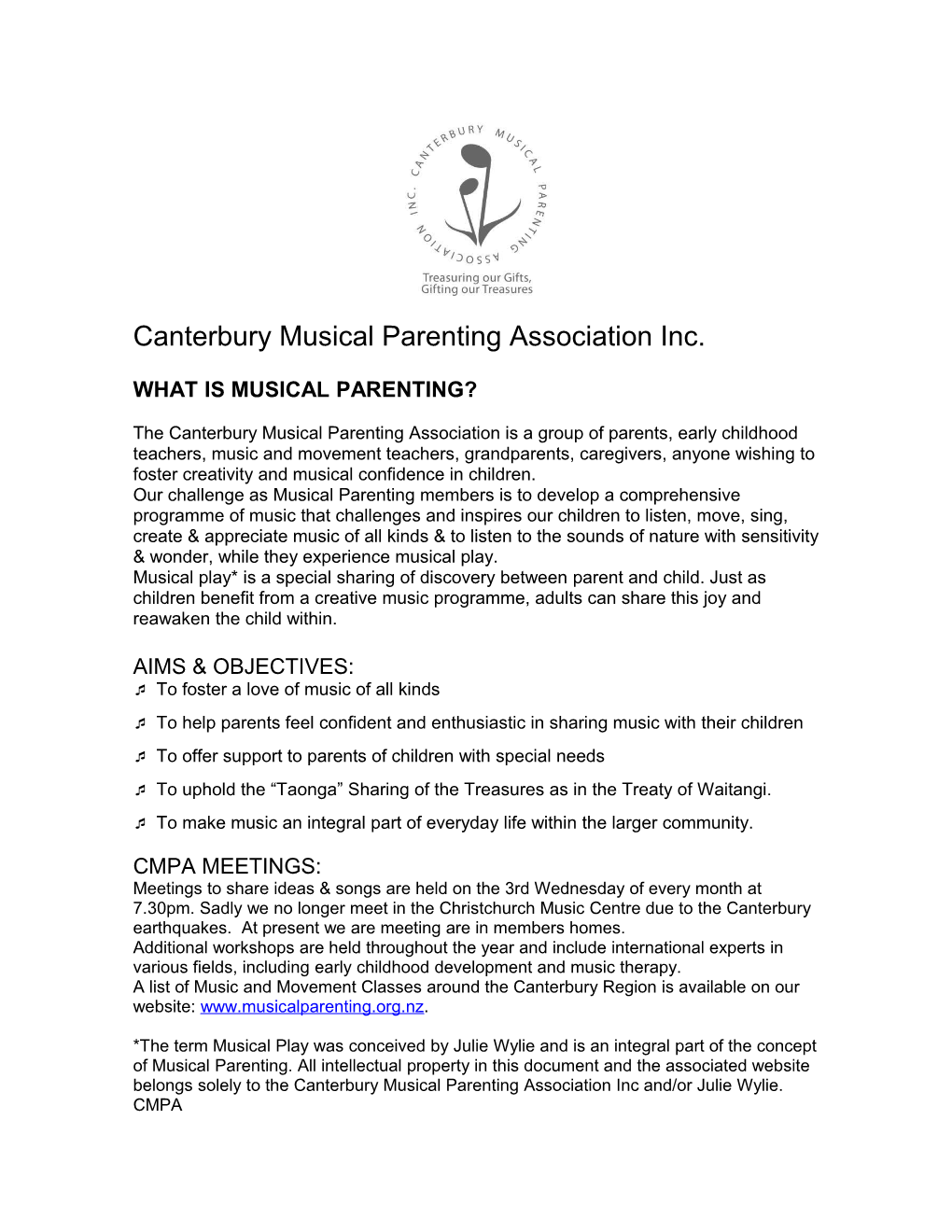 Canterbury Musical Parenting Association Inc