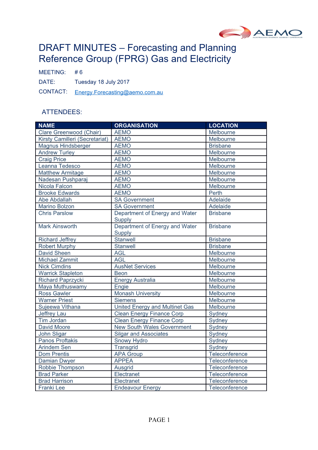 FPRG - 18 July 2017 - Draft Minutes