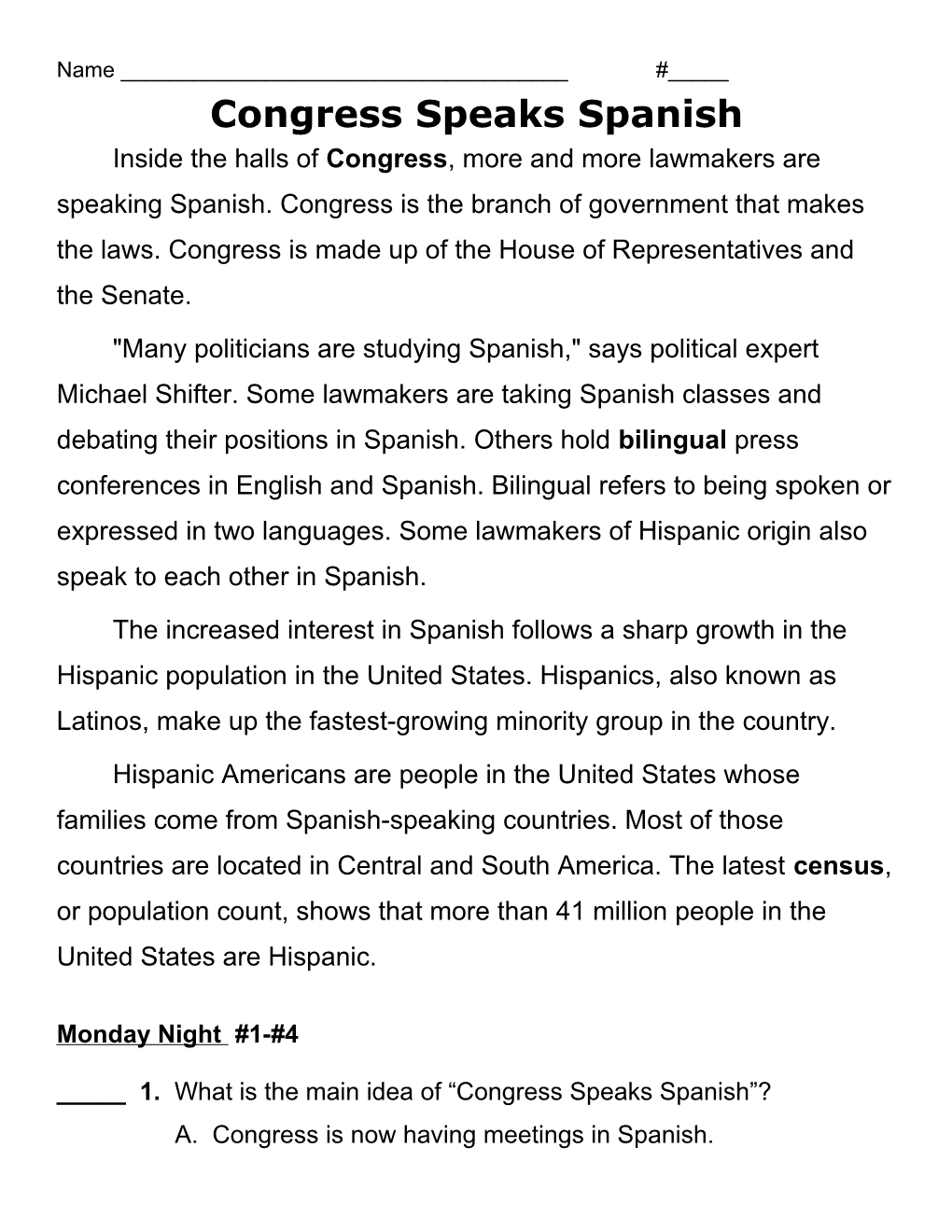 Congress Speaks Spanish