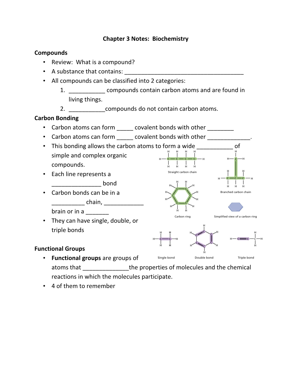 Chapter 3 Notes: Biochemistry