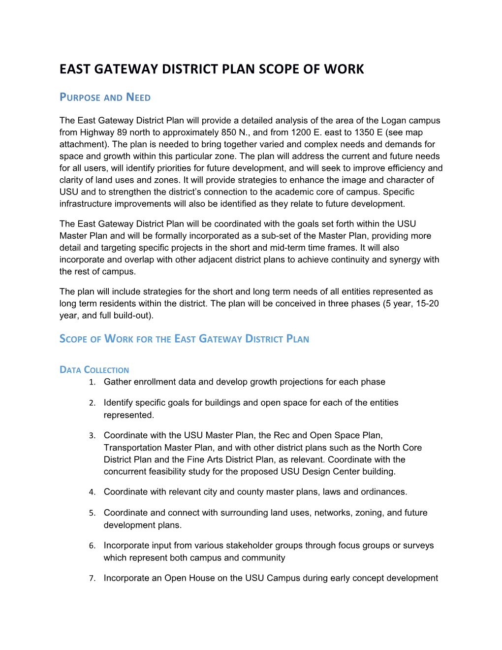 East Gateway District Plan Scope of Work