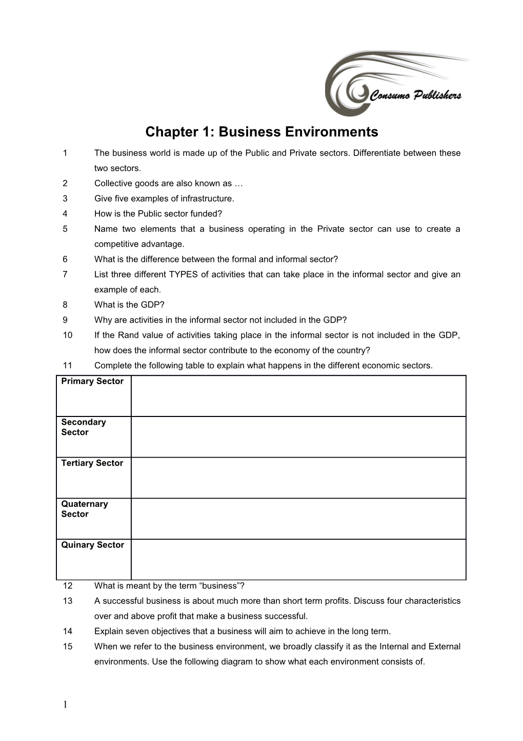 Chapter1: Business Environments