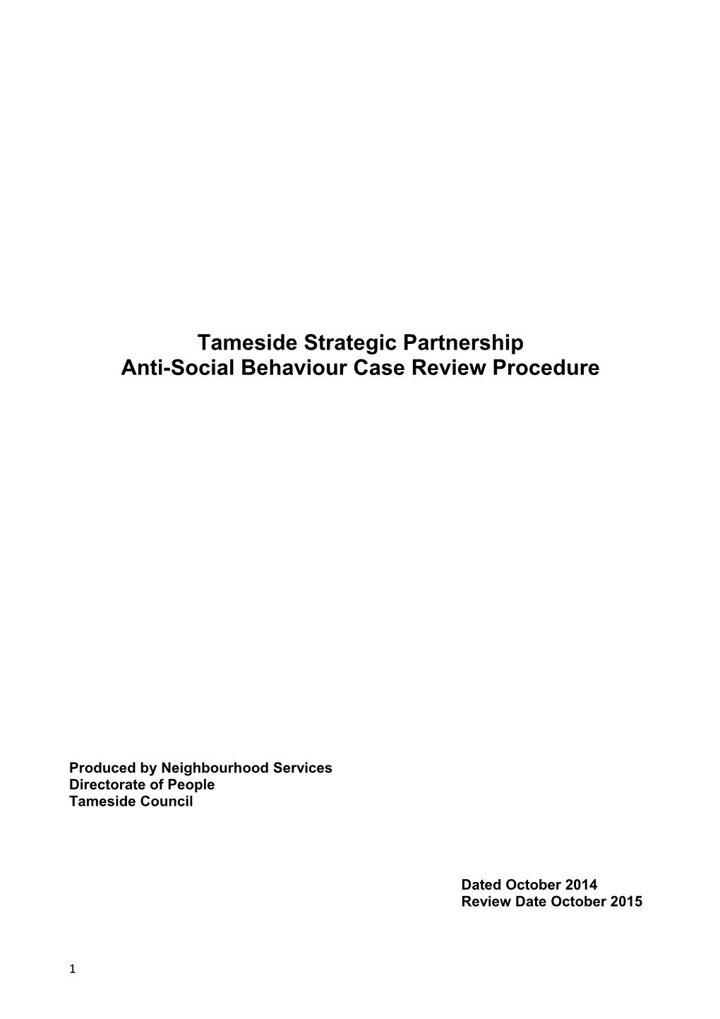 Anti-Social Behaviour Case Review Procedure
