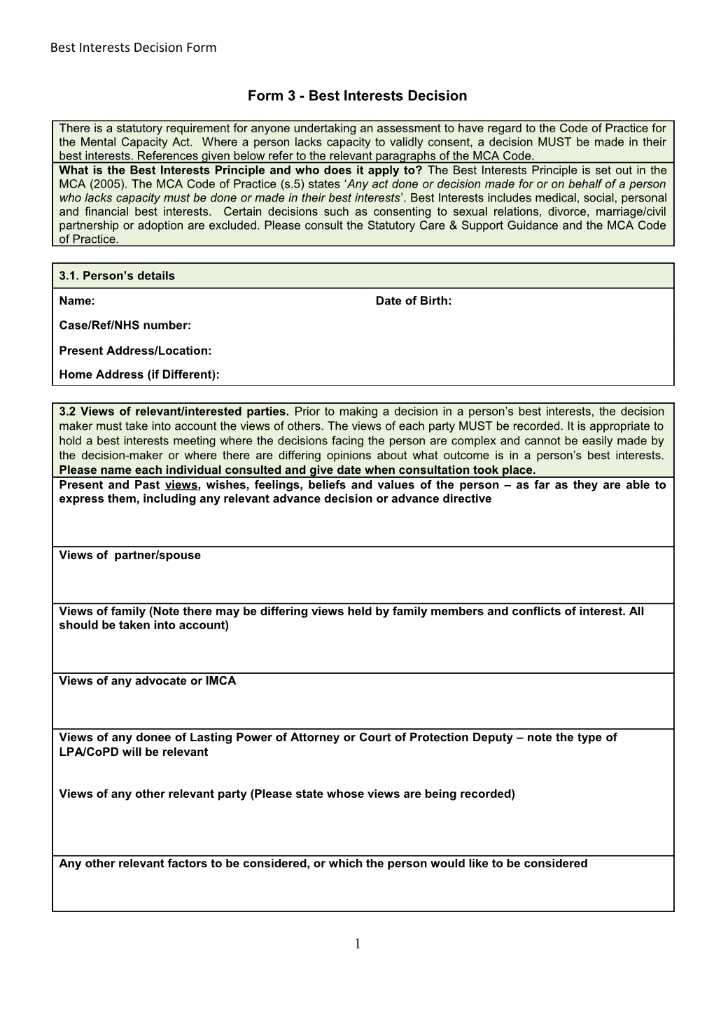 Form 3 - Best Interestsdecision