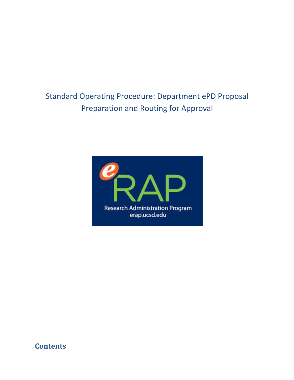 Standard Operating Procedure: Department Epd Proposal Preparation and Routing for Approval