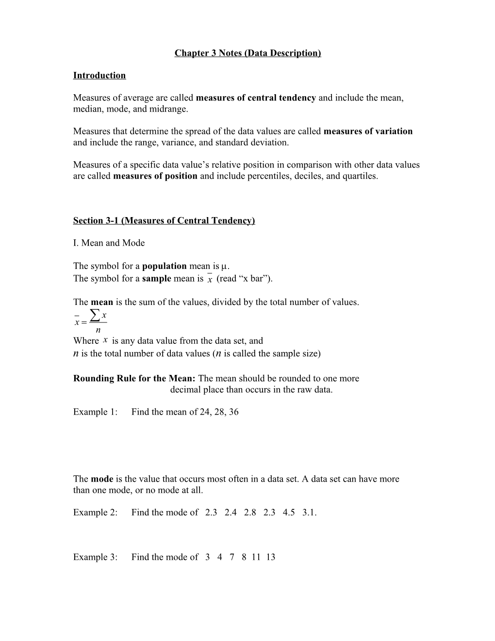 Chapter 3 Notes (Data Description)