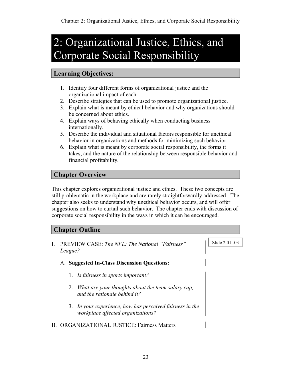 2: Organizational Justice, Ethics, & CSR