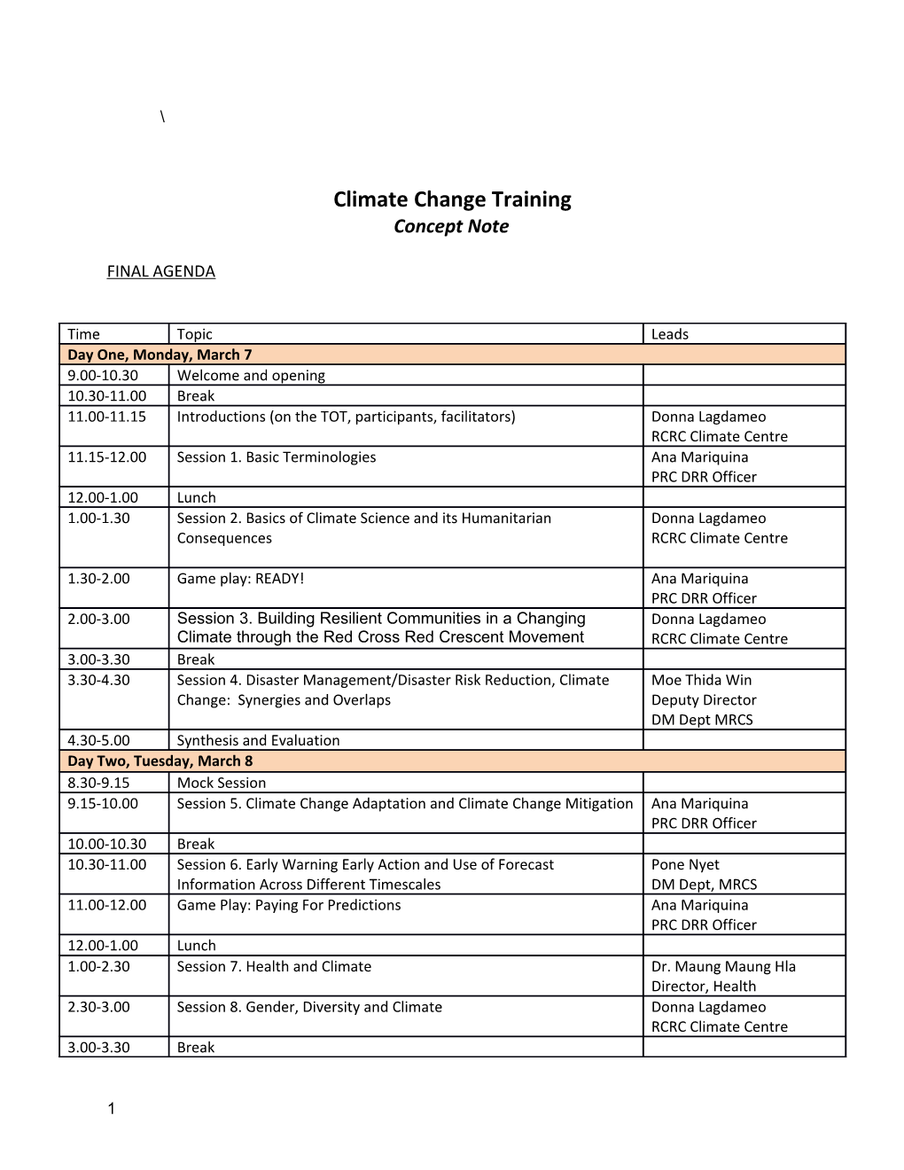 Climate Change Training