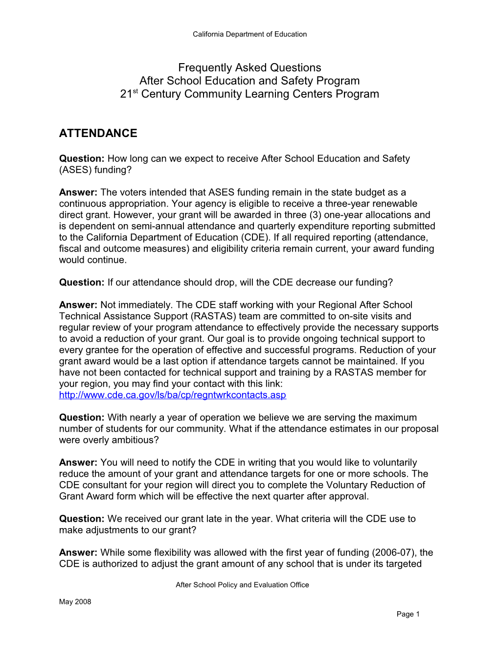 Faqs - 21St Century Community Learning Centers (CA Dept of Education)