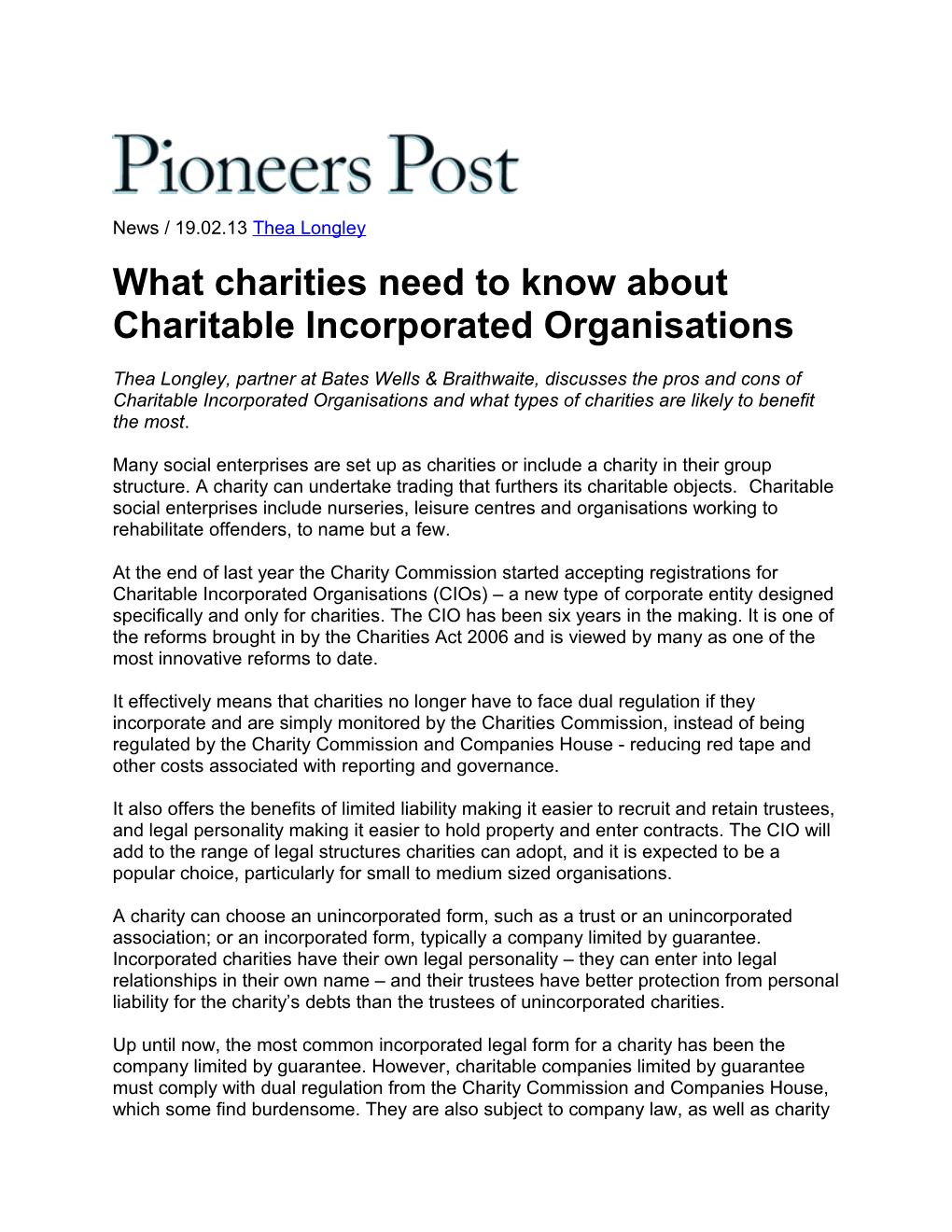 What Charities Need to Know About Charitable Incorporated Organisations