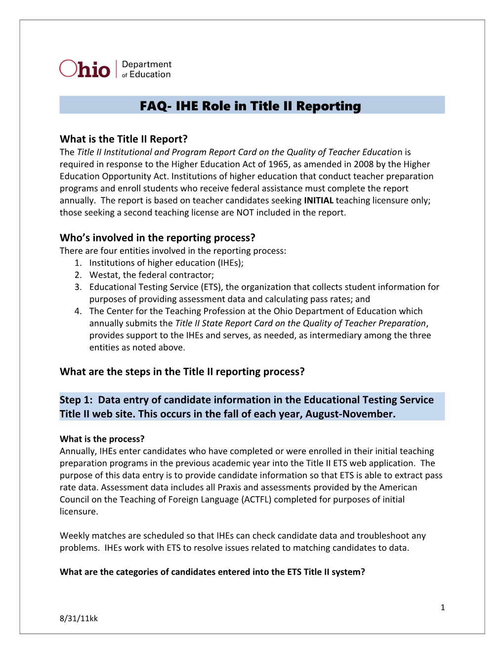 What Is the Title II Report?