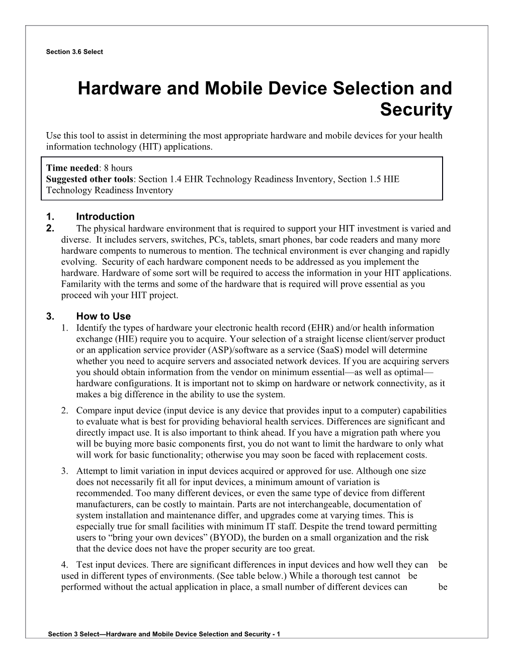 3 Hardware and Mobile Device Selection and Security