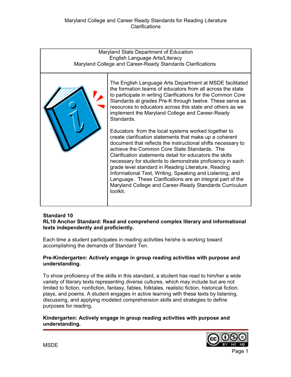 Reading Standards for Literature