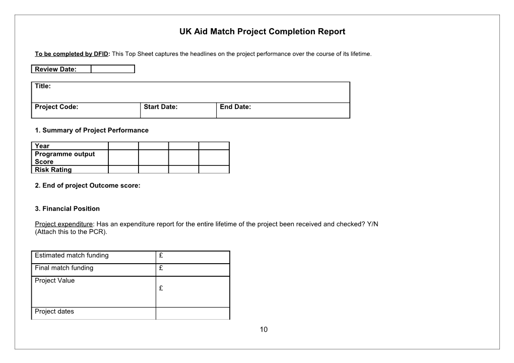 UK Aid Match Project Completion Report