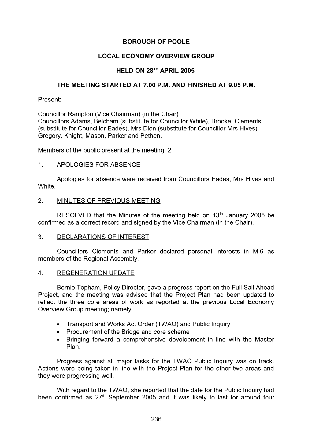 Minutes - Local Economy Overview Group - 28Th April 2005