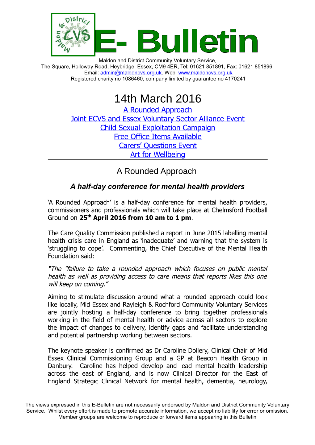 Joint ECVS and Essex Voluntary Sector Alliance Event